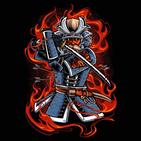T-shirt Samurai on fire - Image 2